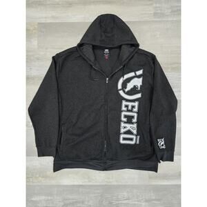 Vtg Ecko Unltd Hoodie Mens 4XL Black Full Zip Rhino Spellout Y2K Streetwear 4X